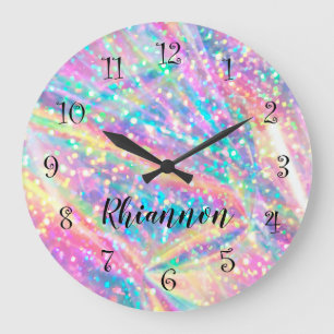 Niedliche Monogram Glitzy Girly Wall Decke Große Wanduhr