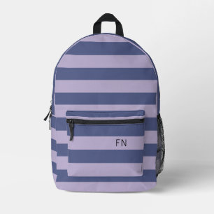 Niedliche Monogramm-Initialen und Lila Streifen Bedruckter Rucksack