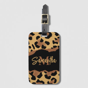 Niedliche Monogramm-Leopardrucke Gepäckanhänger