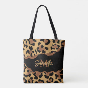 Niedliche Monogramm-Leopardrucke Tasche