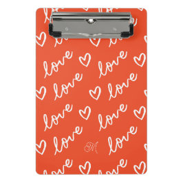 Niedliche Monogramm Rotes Herz und Liebe Buchstabe Mini Klemmbrett