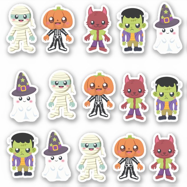 Niedliche Monster Halloween-Aufkleber Aufkleber (Vorderseite)