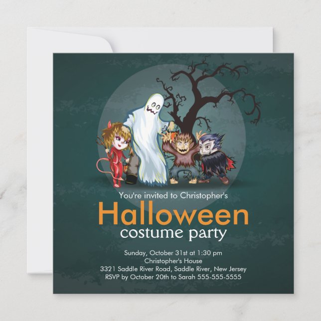 Niedliche Monster Halloween-Kostümbildner Party Ei Einladung (Vorderseite)