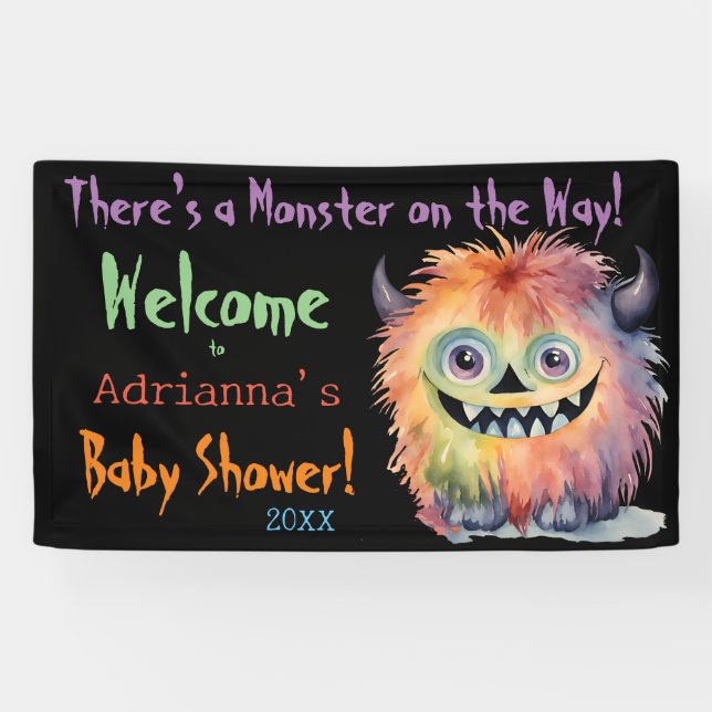Niedliche Monster-Kinderdusche Banner (Horizontal)