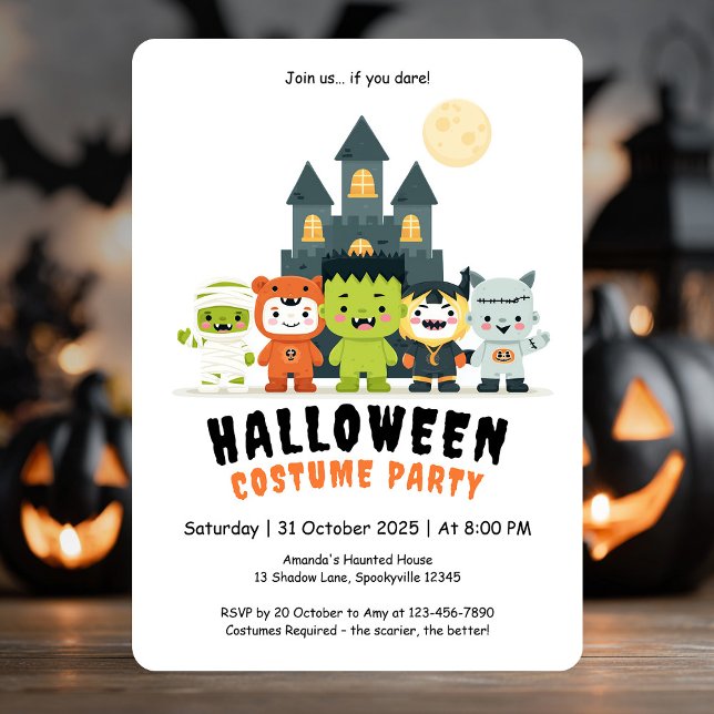 Niedliche Monster Kostüme Halloween-Party Einladun Einladung (Cute Monsters Costume Halloween Party Invitation)