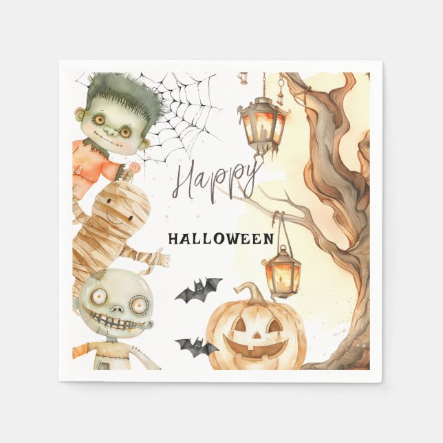Niedliche Monster Spooktacular Kids Halloween-Part Serviette (Vorderseite)