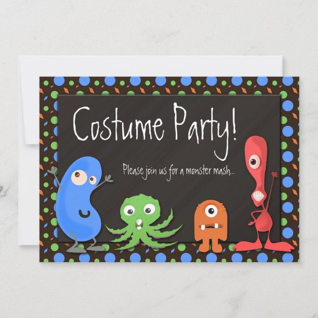 Niedliche Monster-Themenkostüme-Party Einladungen (Vorderseite)
