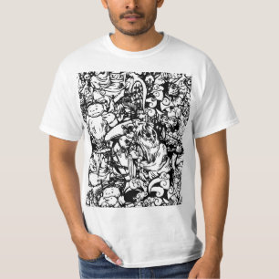 Niedliche Monster u. Voodoo-Puppen in Schwarzem u. T-Shirt