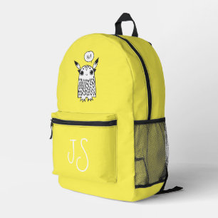 Niedliche Monster-Zitronengelb-Monogramm minimalis Bedruckter Rucksack