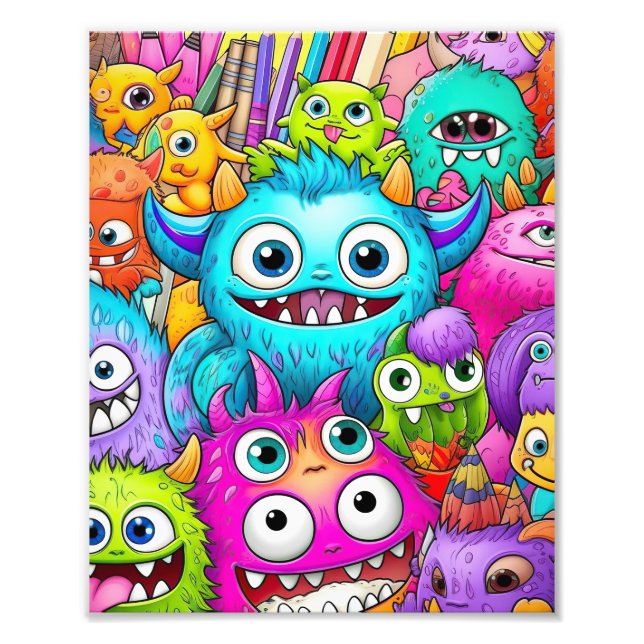 Niedliche Monsterdoodles Fotodruck (Vorne)