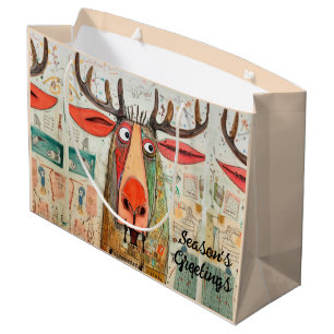 Niedliche Moose Weihnachtstypografie Moderne sonde Große Geschenktüte