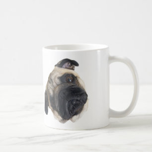 Niedliche Mops-Kopf-Neigungs-Tasse Kaffeetasse