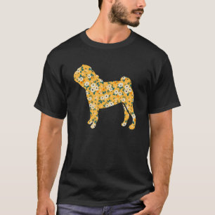 Niedliche Mops Mama Blume Blumenkohl Silhouette Hu T-Shirt