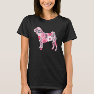 Niedliche Mops Mama Blume Blumenkohl Silhouette Hu T-Shirt