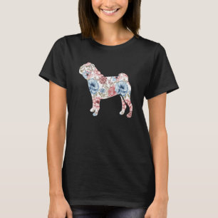 Niedliche Mops Mama Blume Blumenkohl Silhouette Hu T-Shirt