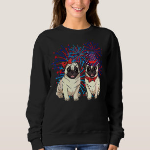 Niedliche Mops Red White Blue mit Patriotic Feuerw Sweatshirt