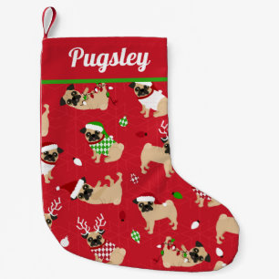 Niedliche Möpsen Rot Kleiner Weihnachtsstrumpf