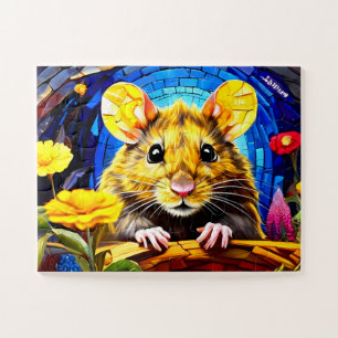 Niedliche Mosaikfeldmäuse Vivid farbiges Puzzle