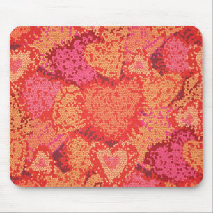 Niedliche Mosaikherzen im Hintergrund Mousepad