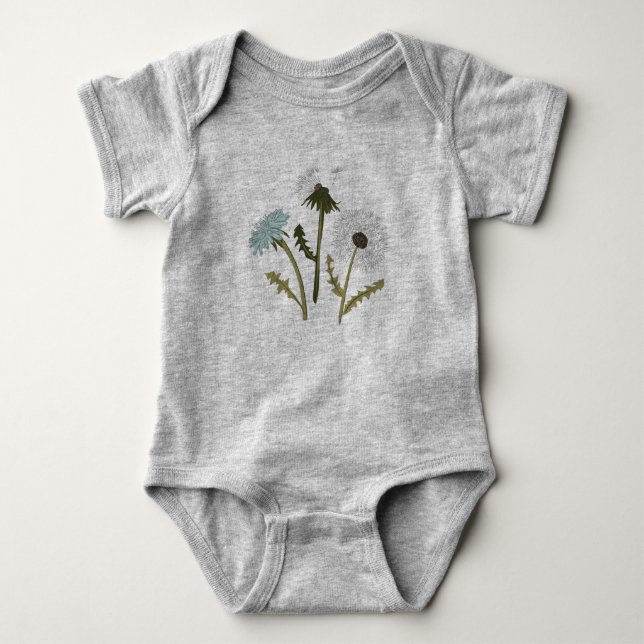 Niedliche Motive aus graublauer Blume Baby Strampler (Vorderseite)