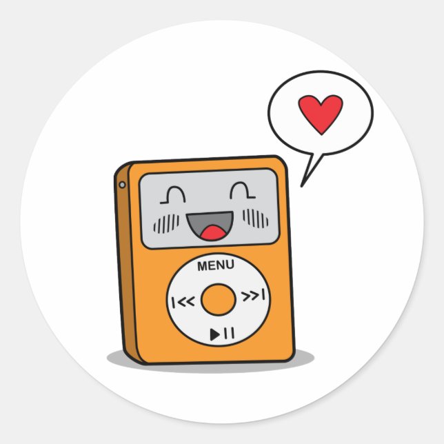 Niedliche MP3-Player-Sticker Runder Aufkleber (Vorderseite)