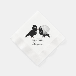 Niedliche Mr. and Mr. Love Birds Bride and Groom Serviette