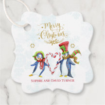 Niedliche Mr. and Mrs. Penguins Frohe Weihnachtssc