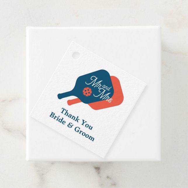 Niedliche Mr. & Mrs. pickleball Gastgeschenk Hochz Geschenkanhänger (Beispiel)