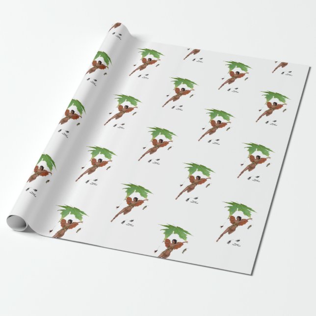 Niedliche Mühle mit braunem Wingerpapier Geschenkpapier (Ungerollt)