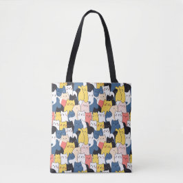 Niedliche Multicolor Cat Pattern Tote Bag - Ästhet Tasche