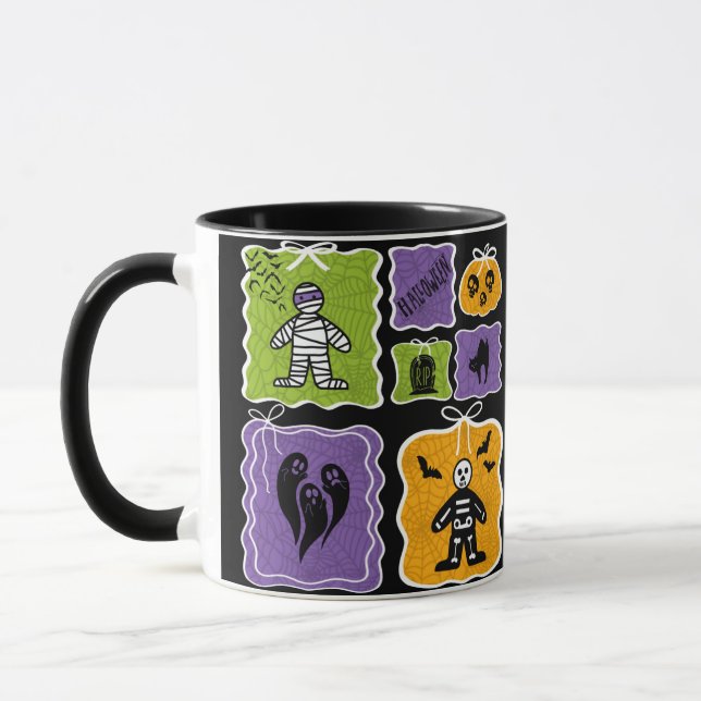 Niedliche Mummy und Skeletton Halloween Tasse (Links)