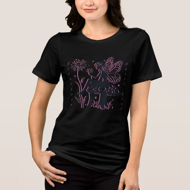 Niedliche Mushroom und Blume Tri-Blend Shirt (Vorderseite)
