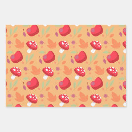 Niedliche Mushroom Wrapping Paper Sheets | Emma Geschenkpapier Set
