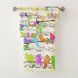Niedliche Musical Birds Symphony - Happy Song  Badhandtuch Set