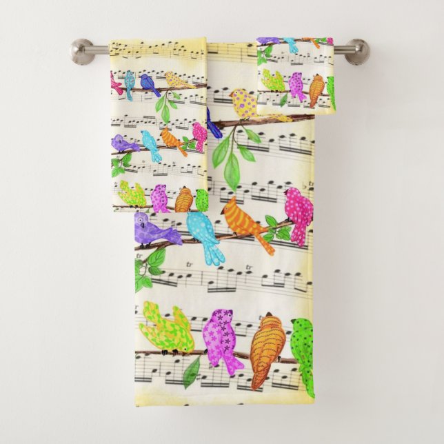 Niedliche Musical Birds Symphony - Happy Song  Badhandtuch Set (Insitu)