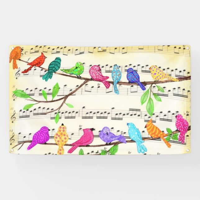 Niedliche Musical Birds Symphony - Happy Song Banner (Horizontal)