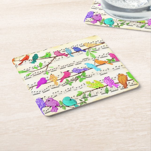 Niedliche Musical Birds Symphony - Happy Song Rechteckiger Pappuntersetzer (angewinkelt)