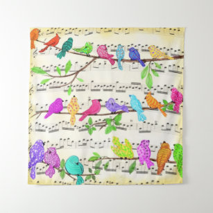 Niedliche Musical Birds Symphony - Happy Song  Wandteppich