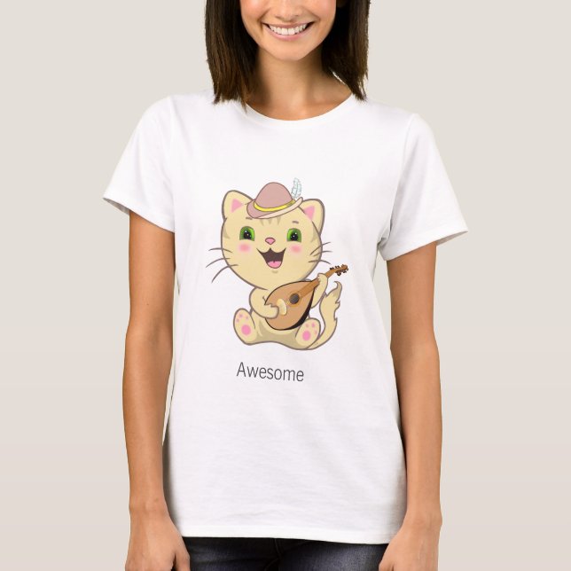 Niedliche Musical Ginger Caramel Tabby Cat T-Shirt (Vorderseite)