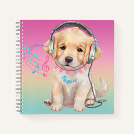 Niedliche Musik Lounge Golden Retriever Personalis Notizbuch