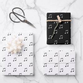 Niedliche Musiknote Schwarz-Weiß-Muster Geschenkpapier Set
