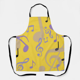 Niedliche Musiknoten auf Mango Yellow Schürze