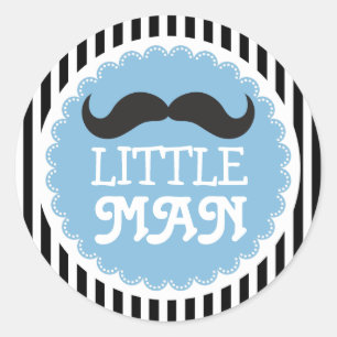 Niedliche Mustache Little Man Babydusche Schwarze  Runder Aufkleber