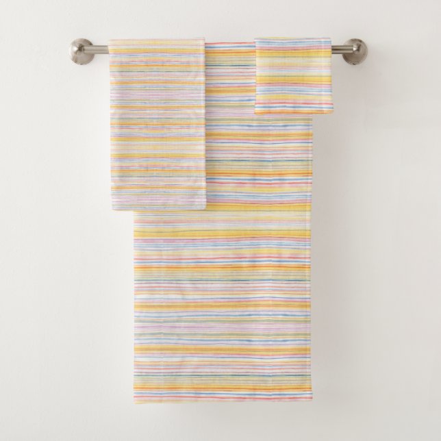 Niedliche Muster Farbstreifen Blaue Orange Badhandtuch Set (Insitu)