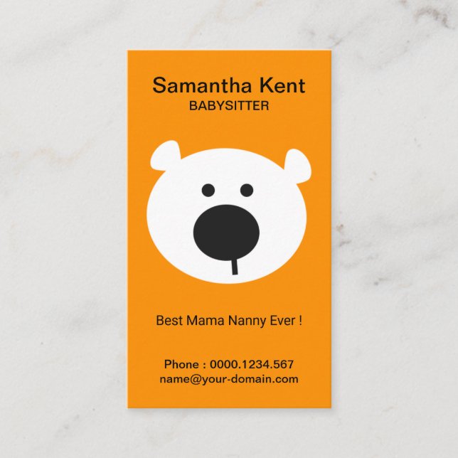 Niedliche Mutter Nanny Bear Babysitter Service Visitenkarte (Vorderseite)