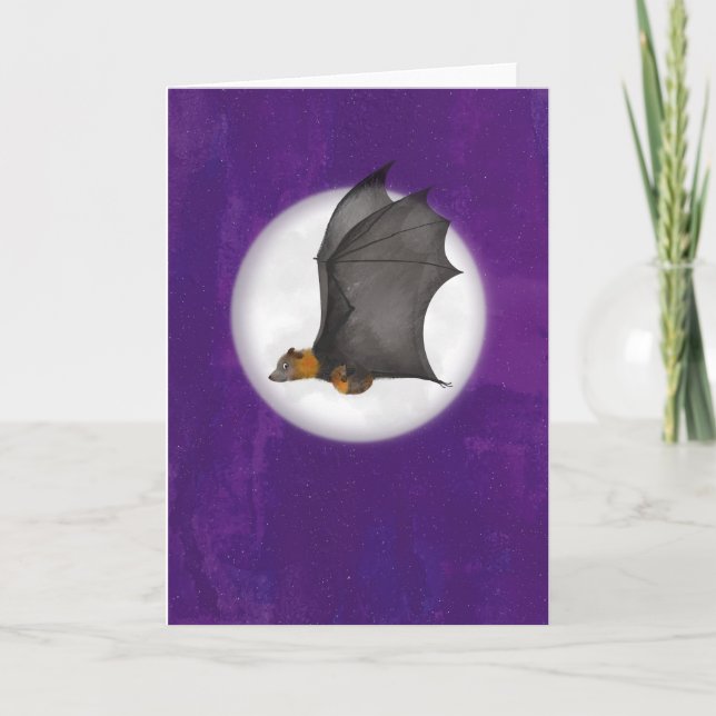 Niedliche Mutter und Baby Fledermaus in der Nachth Karte (Vorderseite)