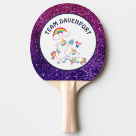 Niedliche Mutter und Baby Unicorns Magisches Thema Tischtennis Schläger