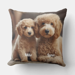 Niedliche Mutter und Son Poodle Personalisiert Kissen