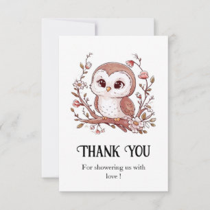 Niedliche Mystical Owl Babydusche Dankeskarte