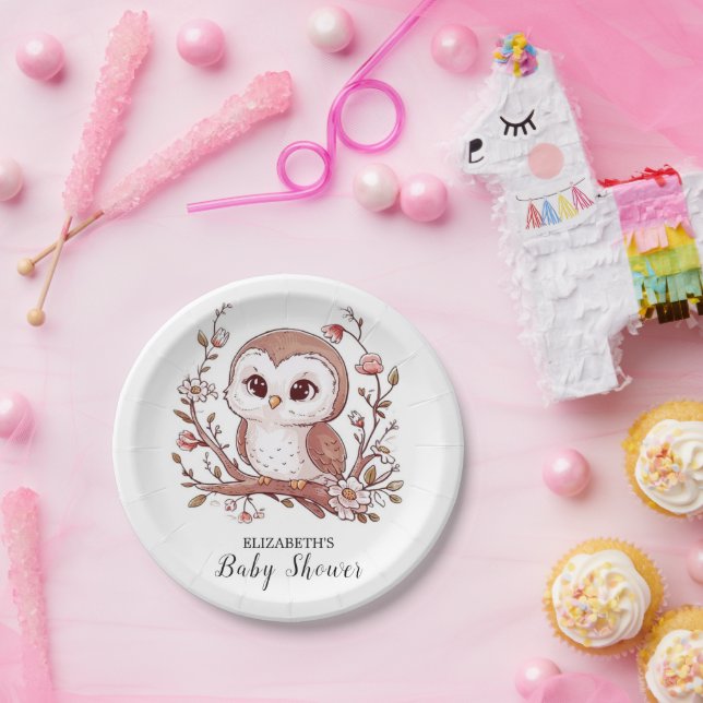 Niedliche Mystical Owl Babydusche Pappteller (Party)